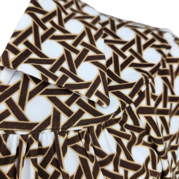 SALE Vintage Talbots Graphic Print Jersey Faux Wrap Dress Size 8 Petites - Picture 2 of 6